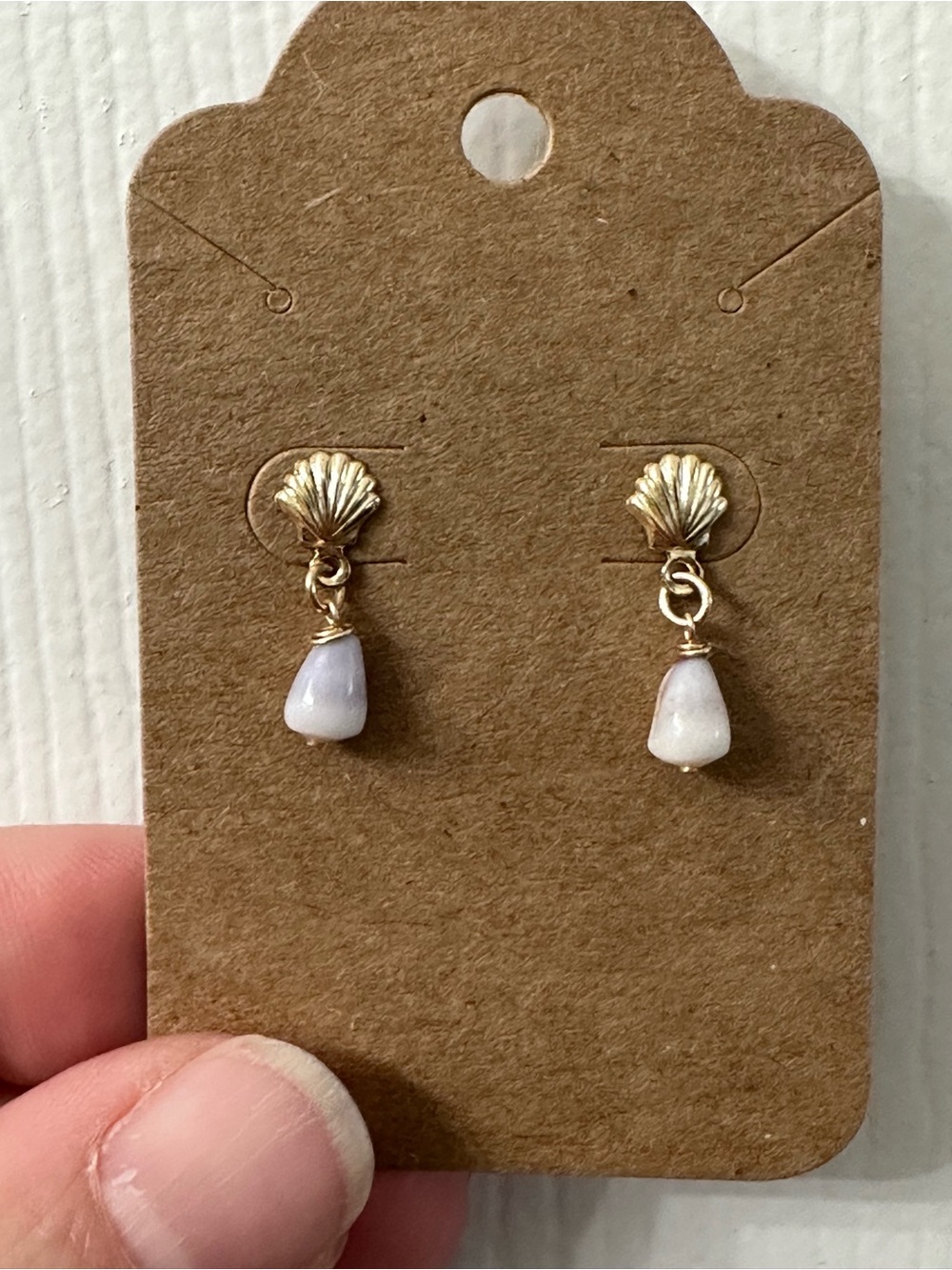 14k Gold-Filled Earrings Shell Drop Hawaii Jewelry Dainty 5/8” Handmade Like New